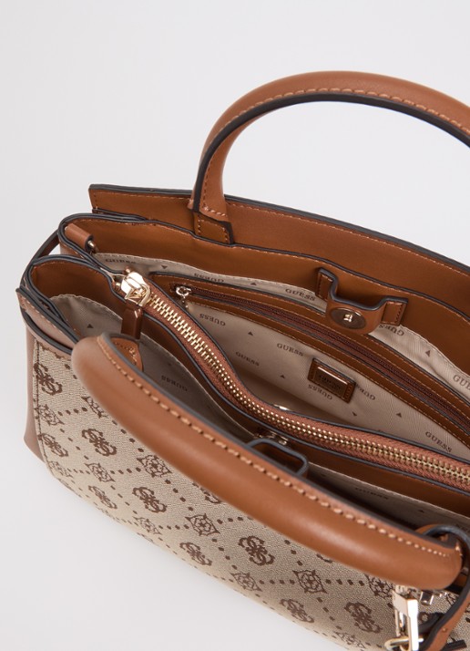 GUESS Melinda logo handtas met logoprint en tasbedel  - detail 2 bruin