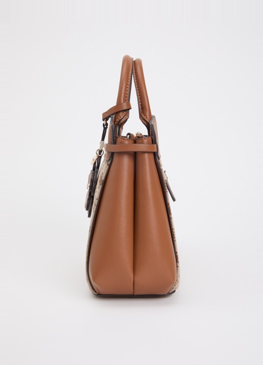 GUESS Melinda logo handtas met logoprint en tasbedel  - detail 3 bruin
