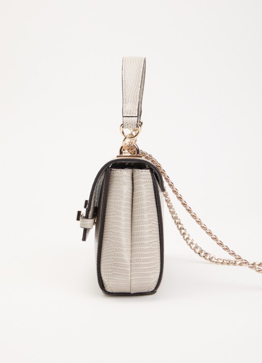 GUESS Melinda Mini crossbodytas met crocostructuur  - detail 2 donkerbeige