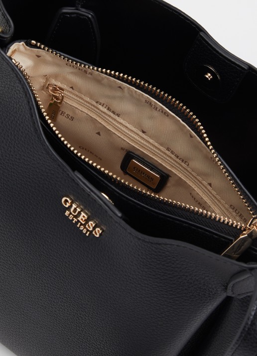 GUESS Melody schoudertas met logo en tasbedel - detail zwart