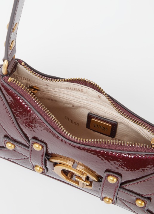 GUESS Mintha schoudertas met logoprint - detail 3 bordeauxrood