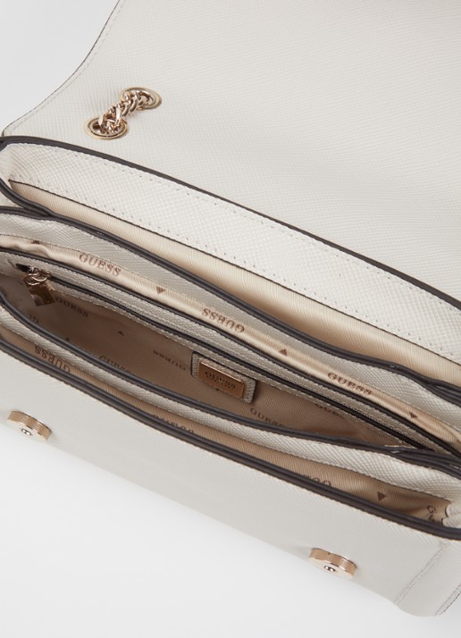 GUESS Noelle I crossbodytas met structuur en verstelbare schouderriem  - detail 2 gebroken wit
