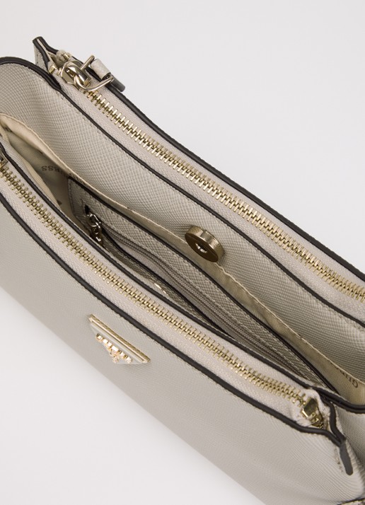 GUESS Noelle II 3 Comp schoudertas met afneembare schouderriem - detail 2 taupe
