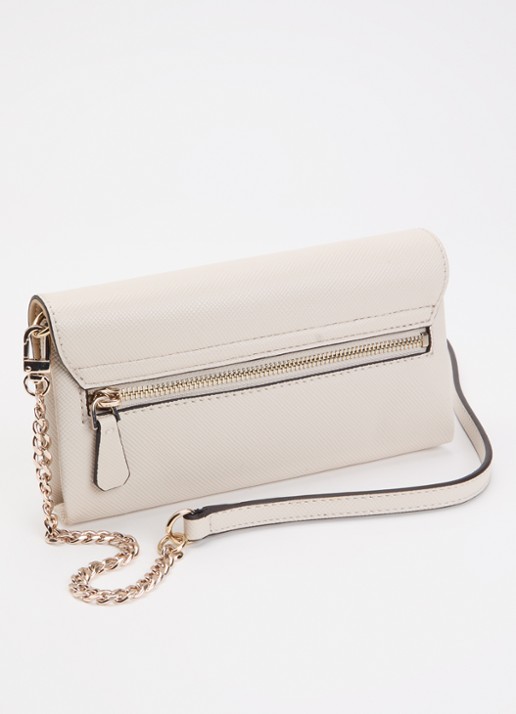 GUESS Noelle II crossbodytas met logo en afneembare schouderriem - achterkant gebroken wit