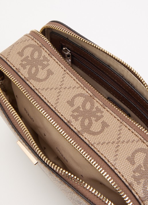 GUESS Noelle II crossbodytas met logoprint - detail 2 lichtbruin