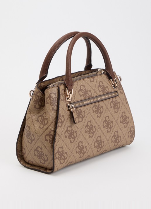 GUESS Noelle II handtas met logoprint en afneembare schouderriem - achterkant 4 lichtbruin