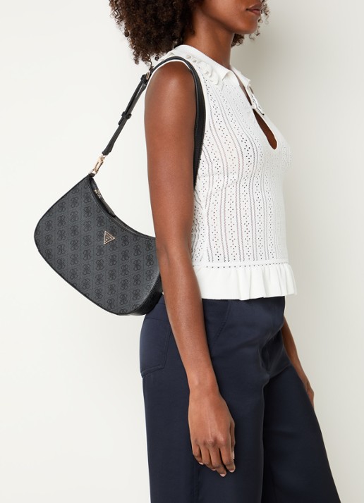 GUESS Noelle II handtas met logoprint  - voorkant 2 antraciet