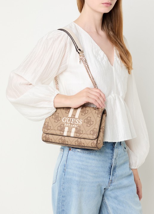 GUESS Noelle II schoudertas met logo - voorkant 5 lichtbruin
