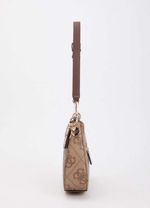 GUESS Noelle II schoudertas met logoprint en afneembare schouderriem - detail 2 lichtbruin