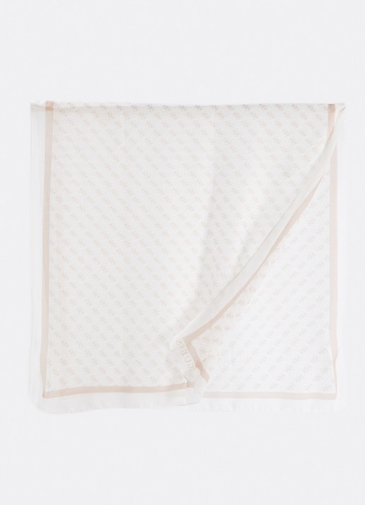 GUESS Noelle II sjaal met logoprint 180 x 90 cm  - detail wit