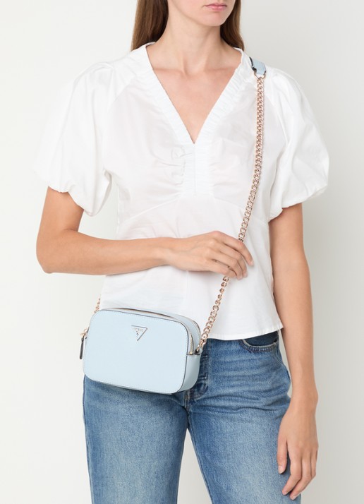 GUESS Noelle ll crossbodytas met logo - voorkant 3 lichtblauw