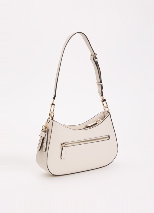 GUESS Noelle ll schoudertas met logoprint en afneembare schouderriem - achterkant gebroken wit