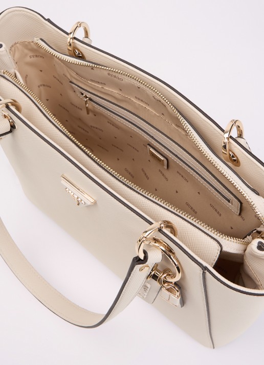 GUESS Noelle ll schoudertas met logoprint - detail 4 gebroken wit
