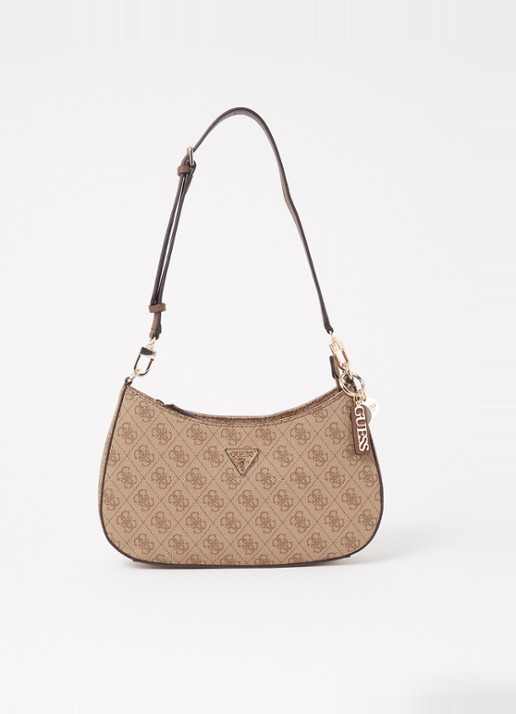 GUESS Noelle schoudertas met logo - voorkant bruin