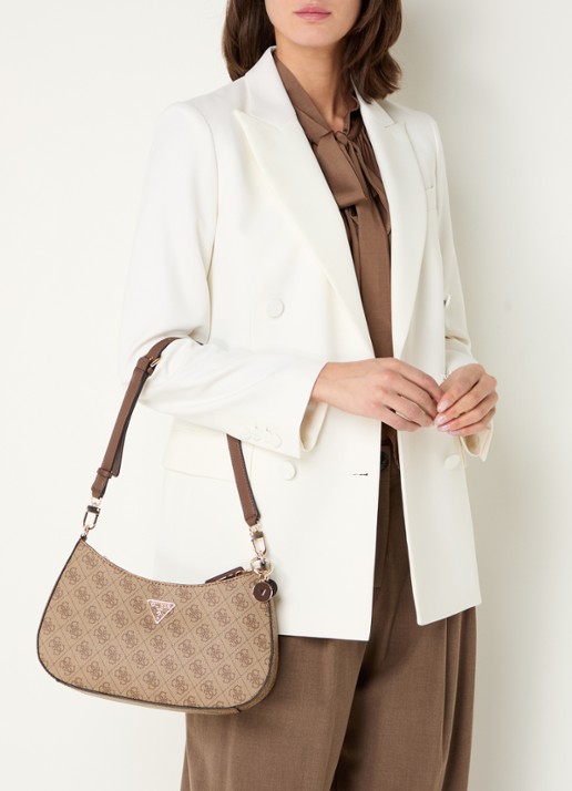 GUESS Noelle schoudertas met logo - voorkant 2 bruin
