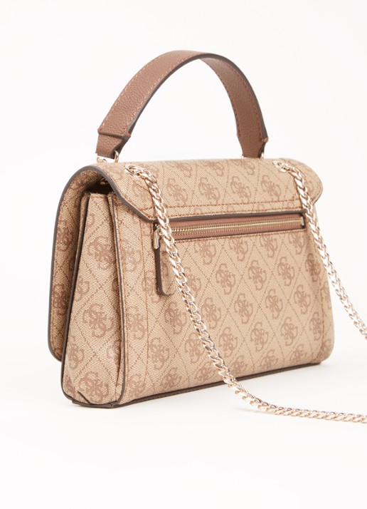 GUESS Noelle schoudertas met logoprint - achterkant beige