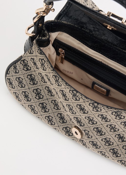 GUESS Samantha schoudertas met logoprint en afneembare schouderriem - detail beige
