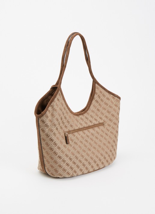 GUESS Samantha schoudertas met logoprint en tasbedel - achterkant 2 bruin
