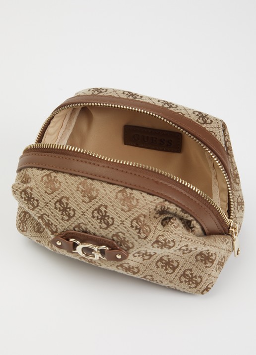 GUESS Samantha toilettas met logoprint - voorkant 2 beige