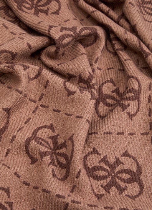 GUESS Sjaal met logoprint en franjes 190 x 70 cm - detail 3 hazelnootbruin