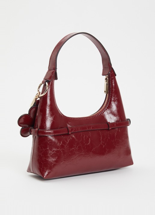 GUESS Taylor Mini schoudertas met logo - achterkant bordeauxrood