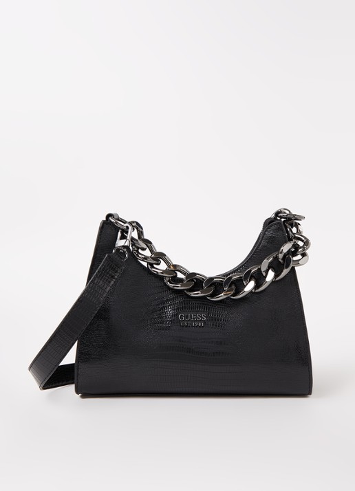 GUESS Tullia handtas met structuur - voorkant 2 zwart