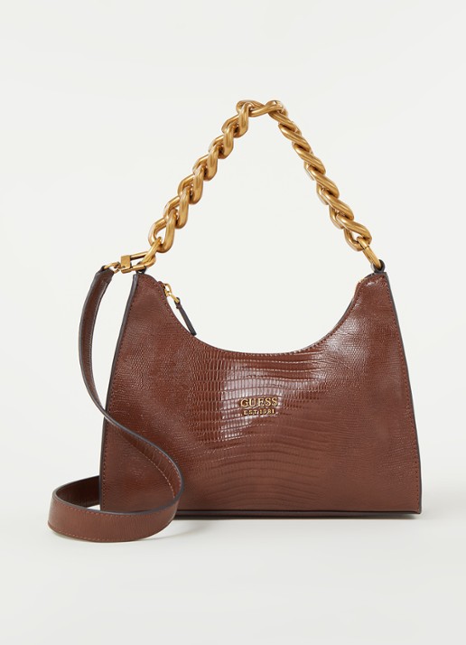 GUESS Tullia handtas met structuur - voorkant 4 bruin