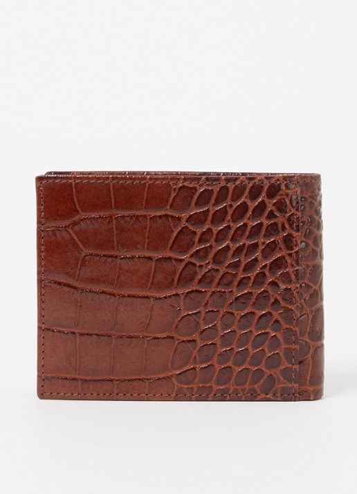 H.J. de Rooy Portemonnee van leer met crocostructuur - detail 3 cognac