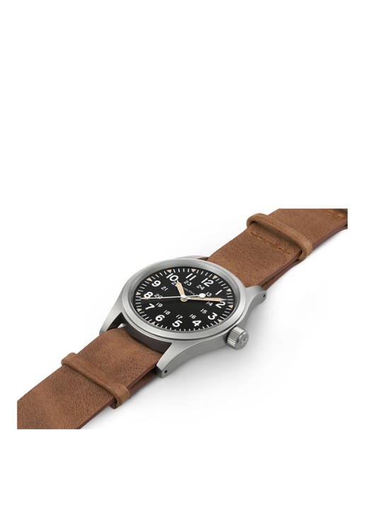 Hamilton Khaki Field Mechanical horloge H69439531 - detail bruin