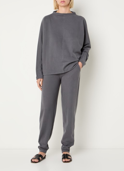Hanro High waist tapered fit joggingbroek - voorkant 3 donkergrijs