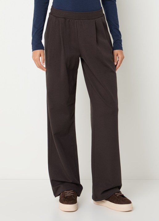Hanro High waist wide fit loungebroek met steekzakken - detail donkerbruin