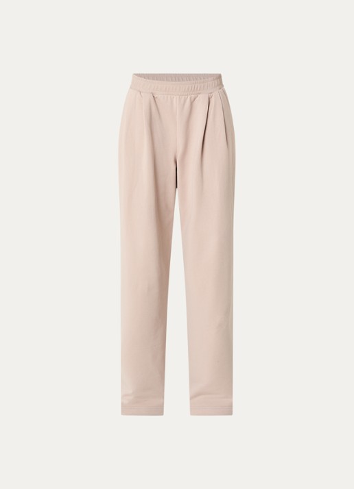 Hanro High waist wide fit loungebroek met steekzakken - voorkant 3 beige