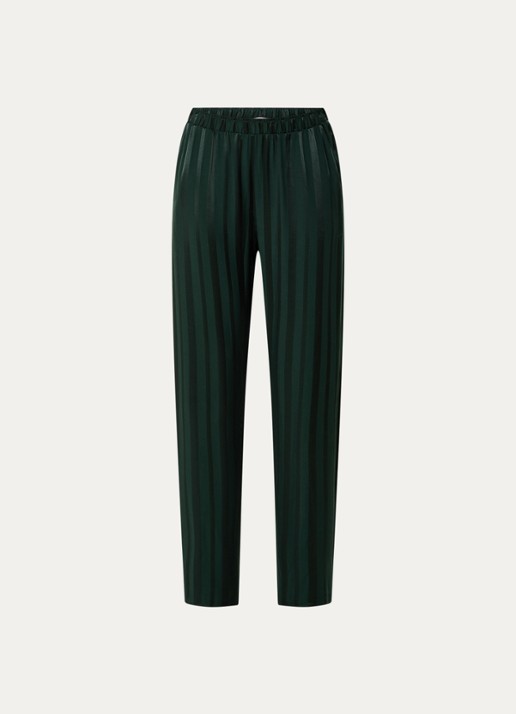 Hanro Indra pyjamabroek met streepprint - voorkant 3 donkergroen