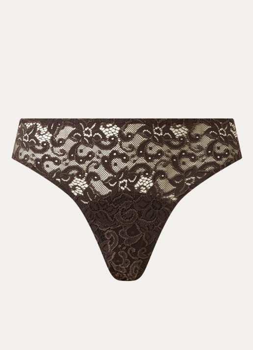 Hanro Moments hipster met details van kant - voorkant donkerbruin