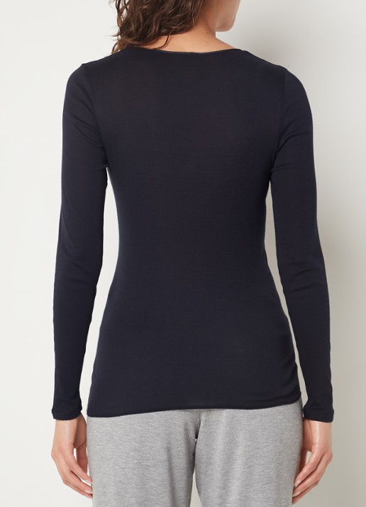 Hanro Naadloze longsleeve van katoen - achterkant 3 zwart