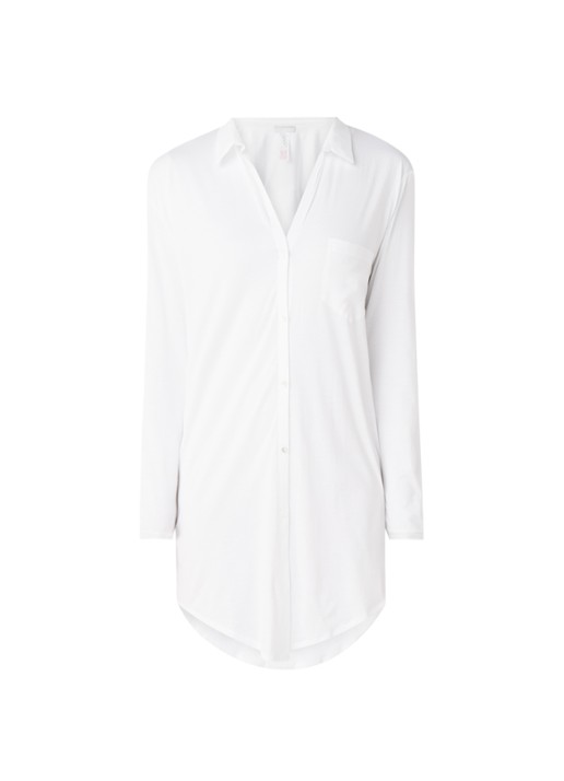 Hanro Nachthemd van jersey met borstzak - voorkant 3 wit