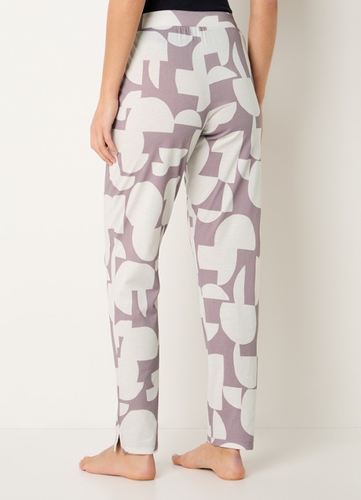 Hanro Pyjamabroek met steekzakken en print - achterkant oudroze