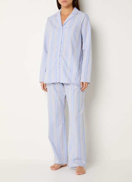 Hanro Pyjamabroek met streepprint - voorkant 4 rood