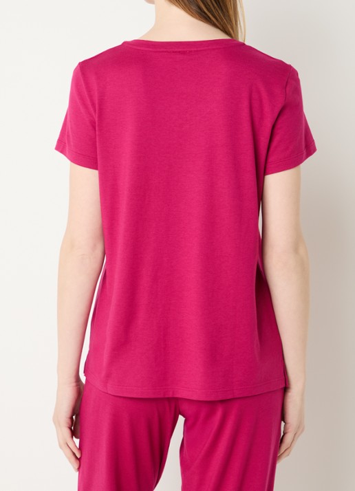 Hanro Pyjamatop met V-hals - achterkant beige