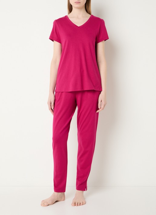 Hanro Pyjamatop met V-hals - voorkant 3 beige