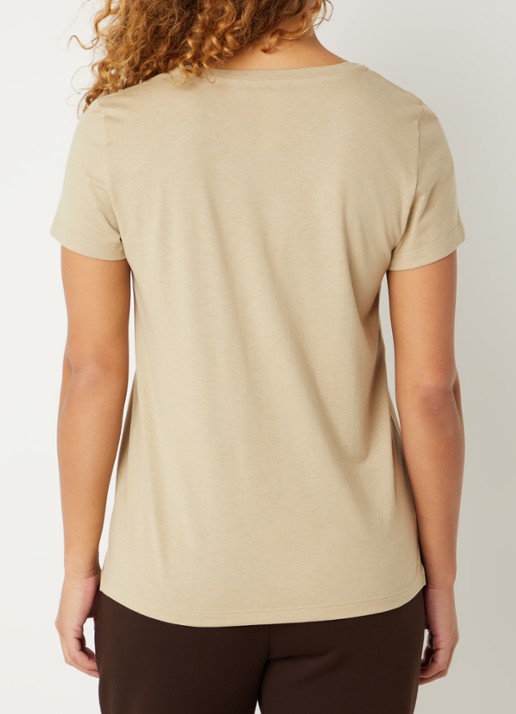 Hanro Pyjamatop met V-hals - achterkant 3 khaki