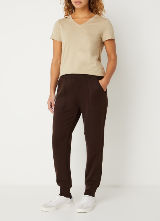 Hanro Pyjamatop met V-hals - voorkant 2 khaki