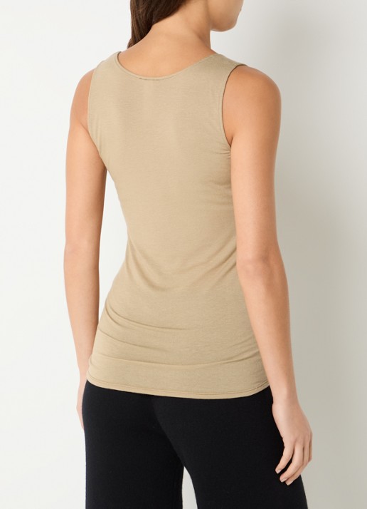 Hanro Tanktop in wolblend met boothals - achterkant 3 beige