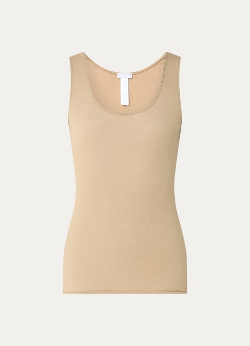 Hanro Tanktop in wolblend met boothals - voorkant beige