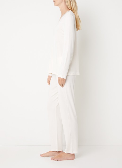 Hanro Tyra pyjamaset van katoen - voorkant 2 creme