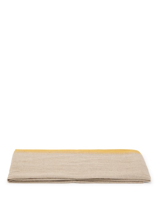 Haomy Havana tafelloper in linnenblend 48 x 160 cm  - voorkant geel