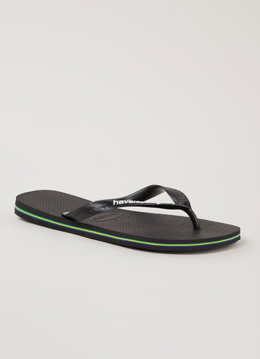 Havaianas Brasil slipper met logo - voorkant 2 zwart