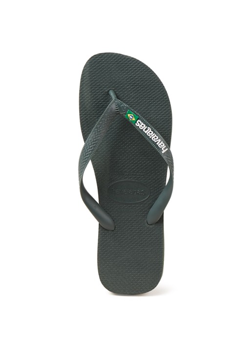 Havaianas Brasil slipper met logo - voorkant olijfgroen