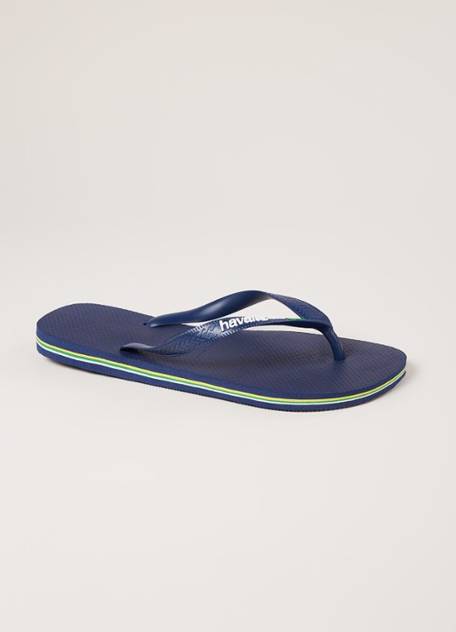 Havaianas Brasil slipper met logo - voorkant 2 donkerblauw