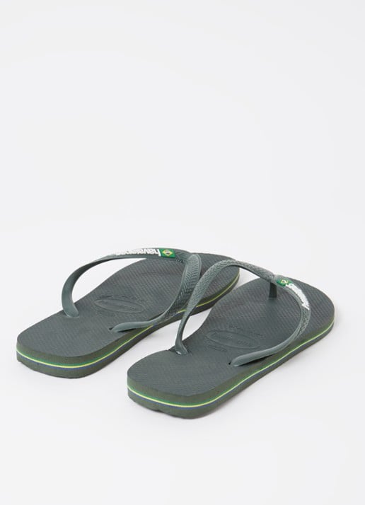 Havaianas Brasil slipper met logo - achterkant bronsgroen
